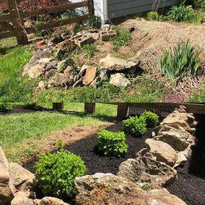 Shrub installation and mulch installation in bridgewater NJ 08807 By Joshua's Landscape Design