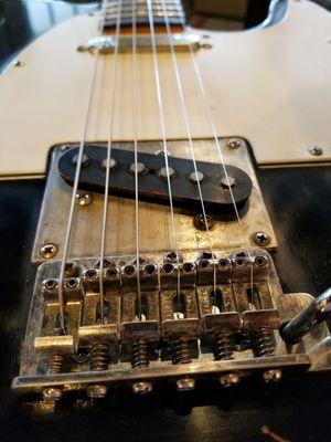 Relic'd custom Telecaster with floating block Strat trem, by Kevin Heffernan, master luthier. Center Stage Guitars. #SurfTwang