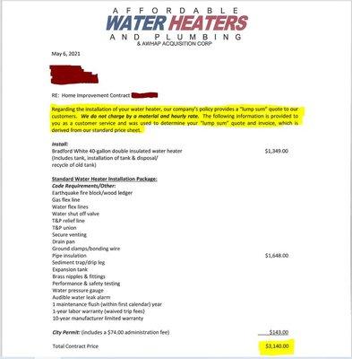 AWHAP's fraudulent "lump sum" invoice