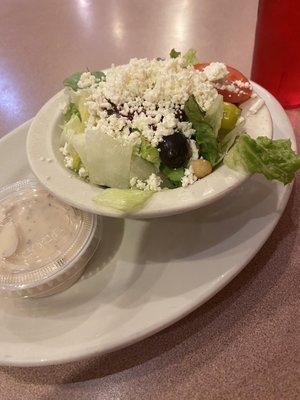 Side Greek salad. Very good. I love the dressing.