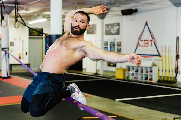 Slackline training with Head Coach Anthony Roumell