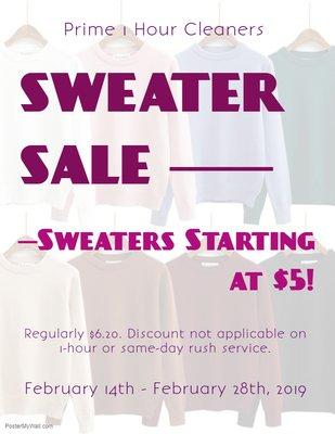 Sweater Sale! From 2/14/2019-2/28/2019