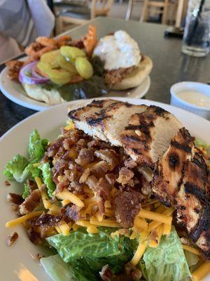 Grilled chicken BLT salad and the Fried Chicken sandwich with Sweet Potato fries!  So good!