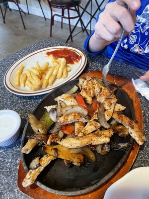 Chicken fajitas were fresh and sizzling