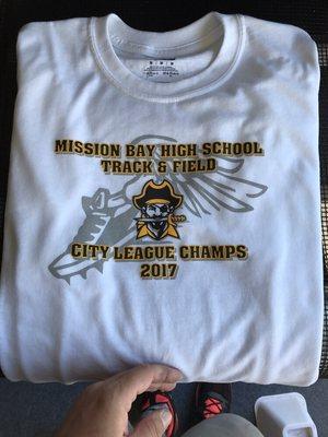 Three color design for Mission Bay high school track and field