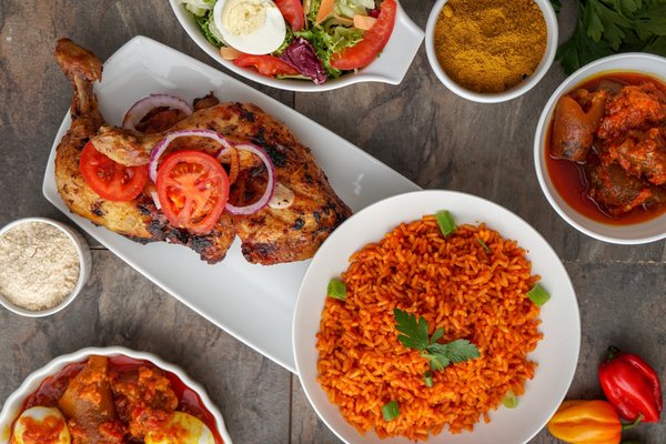 African jolof, with chicken and designer stew