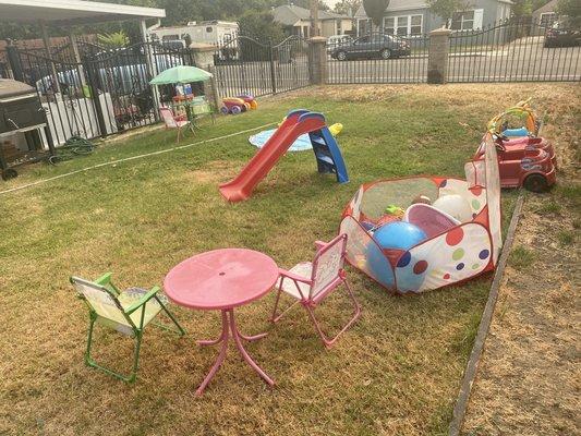 Outside of home viewing some of childcare play area & toys as weather permits