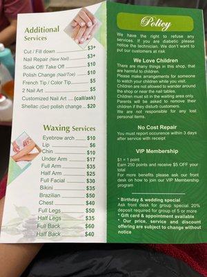 Menu of services 3