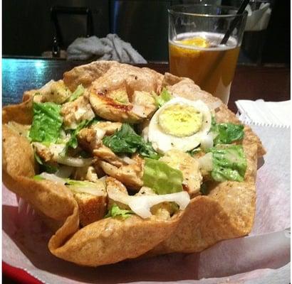 Chicken Caesar salad & blue moon!