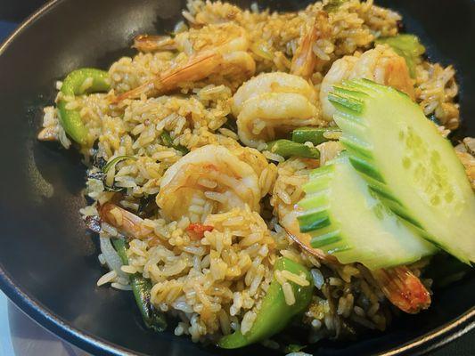 Spicy Basil Fried Rice with shrimp