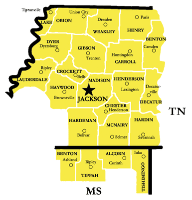 Jackson, TN serves all these counties.