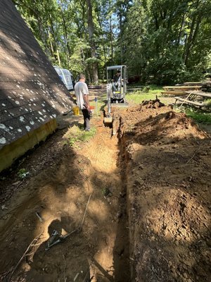 Installed new main valve and yard hydrant, upgraded the 1/2" copper for a 3/4" poly line.