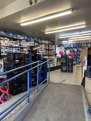 A huge selection of speakers, lights and monitors