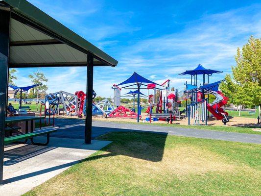 Covered picnic benches nearby