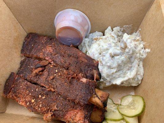 Rib plate w/ loaded potato salad