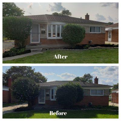 A nice trim up, weeding, and black mulch