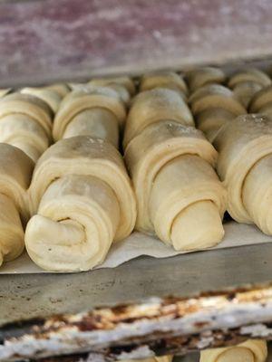 Raw pastry and croissants.