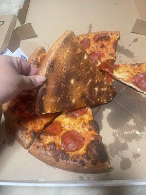 Burnt pizza