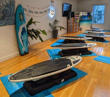 Surfboard yoga