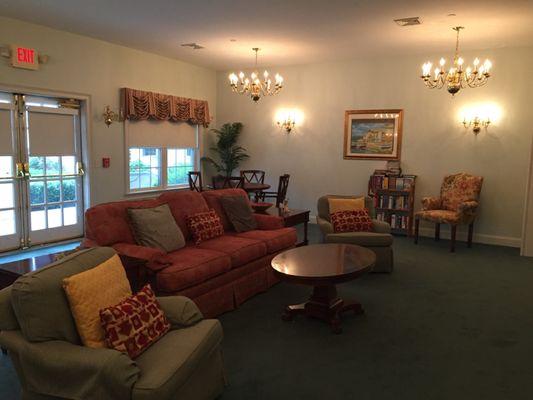 Residents enjoy movies, sing-a-longs, and more in our TV Room.