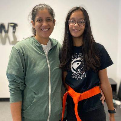 Way to go Samya on being promoted to Orange Belt in yesterday's Teen Martial Arts class!