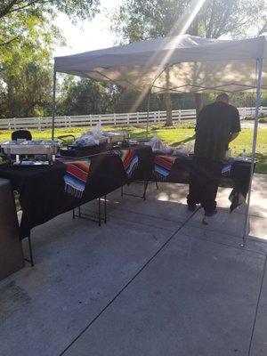 carlos preparing tacos and sides for our sons 3rd bday party...carlos was noce and friendly