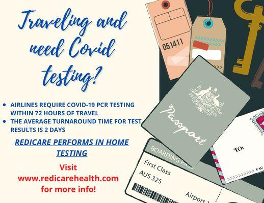 We perform Covid Testing for travel!!