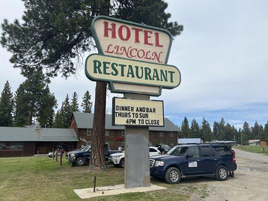 Sign in front of hotel