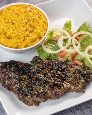 Bistec al Gril con Moros al Estilo Risotto: Grilled steak with risotto style moros