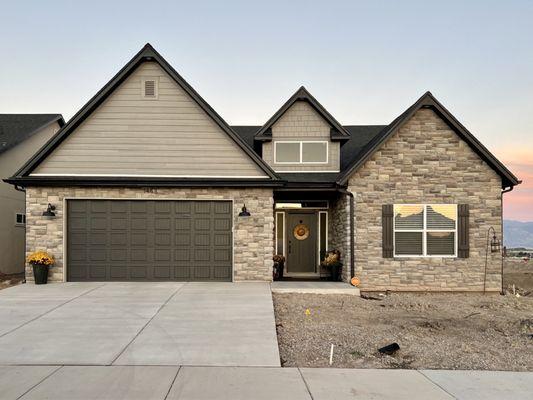 Dark gray garage door looks amazing!