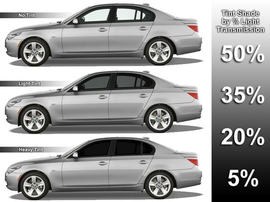 Window tint installation available in several different shade/darkness options.