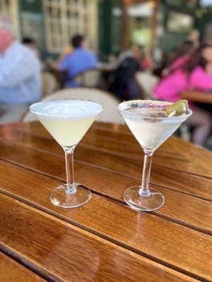 Lemon drop and Bleu & Gold martinis