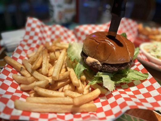 Sirloin burger with fries was delicious!!! $17