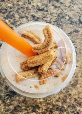 Churro smoothie ON POINT 25 g protein smoothie 
6g of sugar. Thanks for keeping our doors open to the community and the support