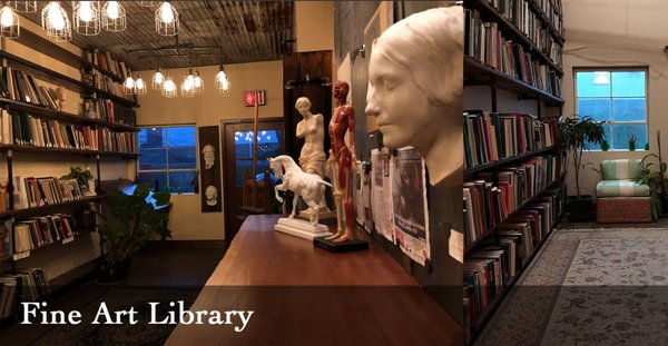 The Atelier Fine Arts Reference Library houses a collection of 6,000 scholarly, out-of-print, and rare fine art books and catalogs.