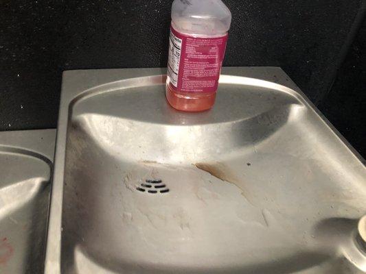 Don't get water from the water fountain look how disgusting this is they use it as a personal sink for their food