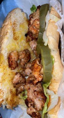 Blackened Alligator Po-Boy with lettuce and pickles only !