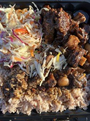 Oxtails with rice and beans and slaw
 (7-7-2022)