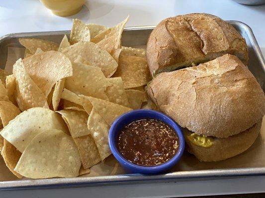 Cubana Torta cones with chips and salsa