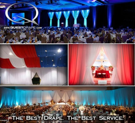 Trusted since 1998, Quest has a reputation of delivering quality drape for social events, weddings with professional results.