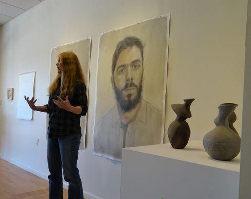 Artist Leigh Williams discusses her ceramics works during Art Brunch.