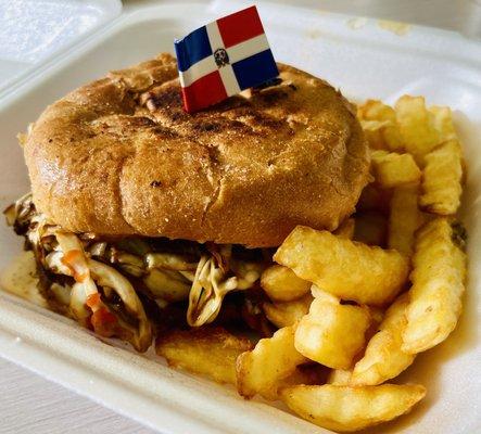 Dominican chimi sandwich