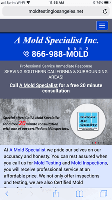 Accredited mold testing at an affordable price/ 20yrs experience