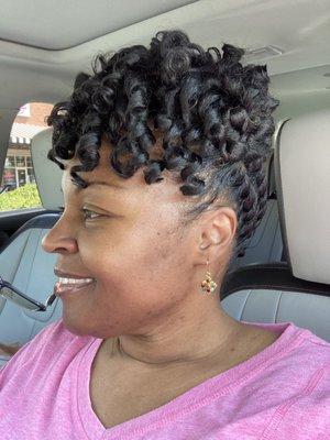 Side view of hair styled by Lakena @!Beauty Experience on Robinhood Rs.