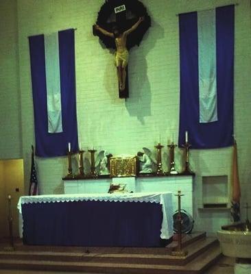 St. Columba in Chowchilla. Main altar during Advent season.