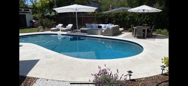 Limestone pool deck.