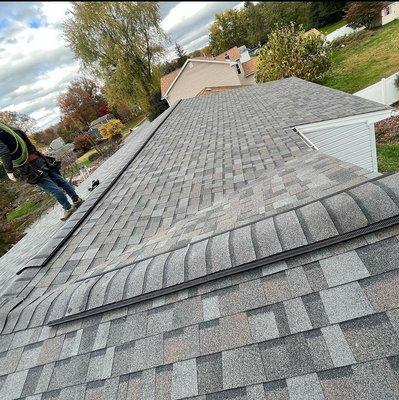 Full Roof Replacement Grey asphalt shingles