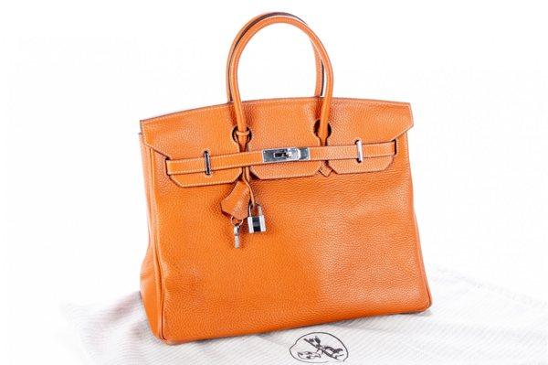 HERMES FABULOUS PEBBLED ORANGE LEATHER BIRKIN BAG