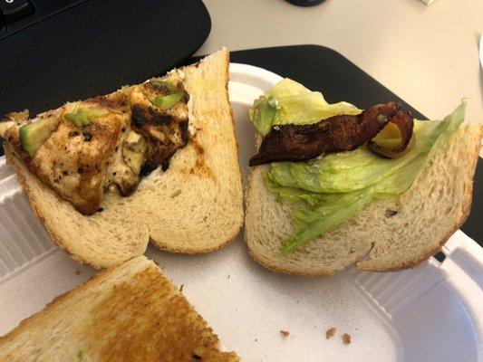 Chicken Sandwich with bacon, lettuce and avocado.