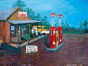 Great selection of Stephen Hudson's folk art paintings and prints.